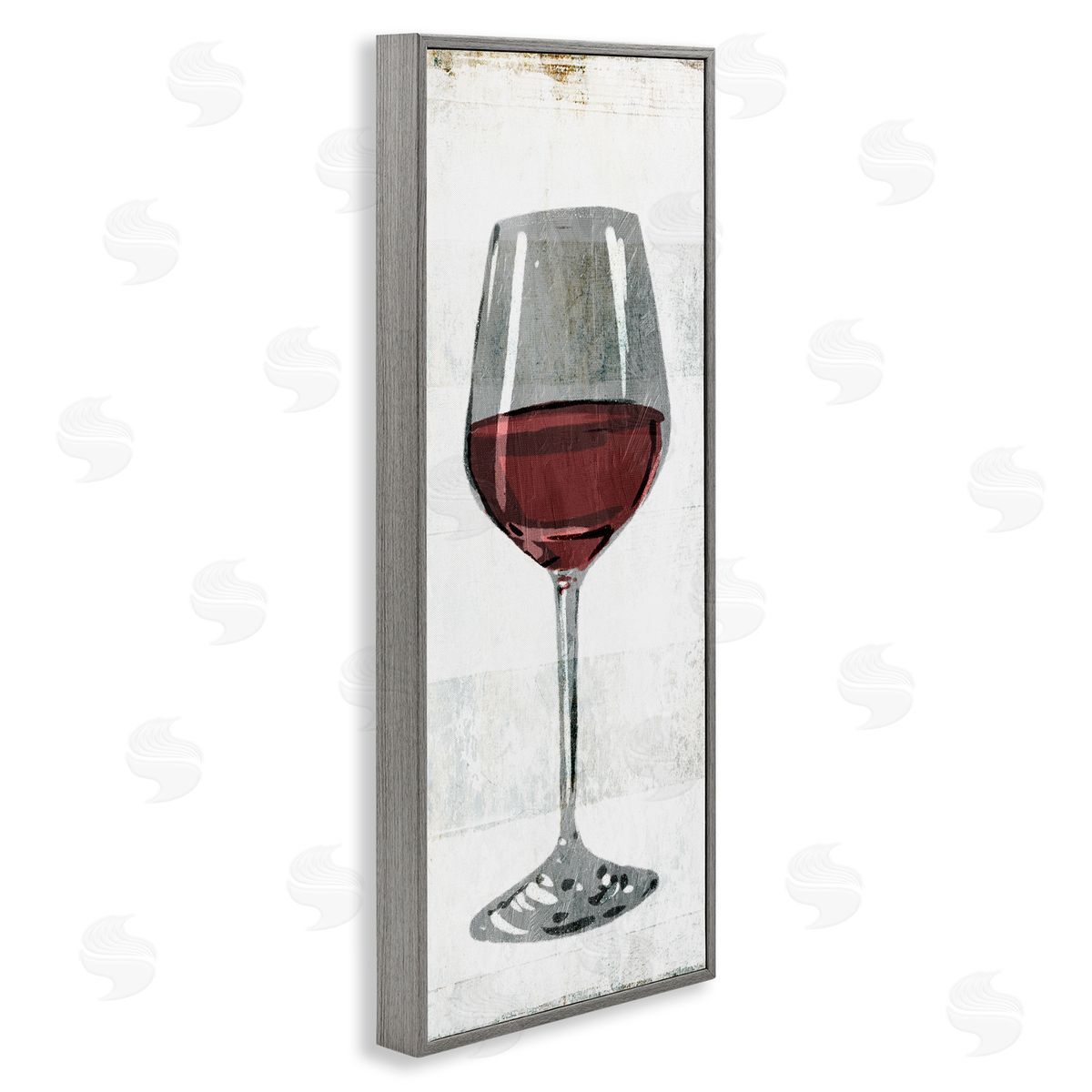 Rustic Kitchen Red Wine Glass Grey Frame Print Wall Art, Home Decor by Milli Villa
