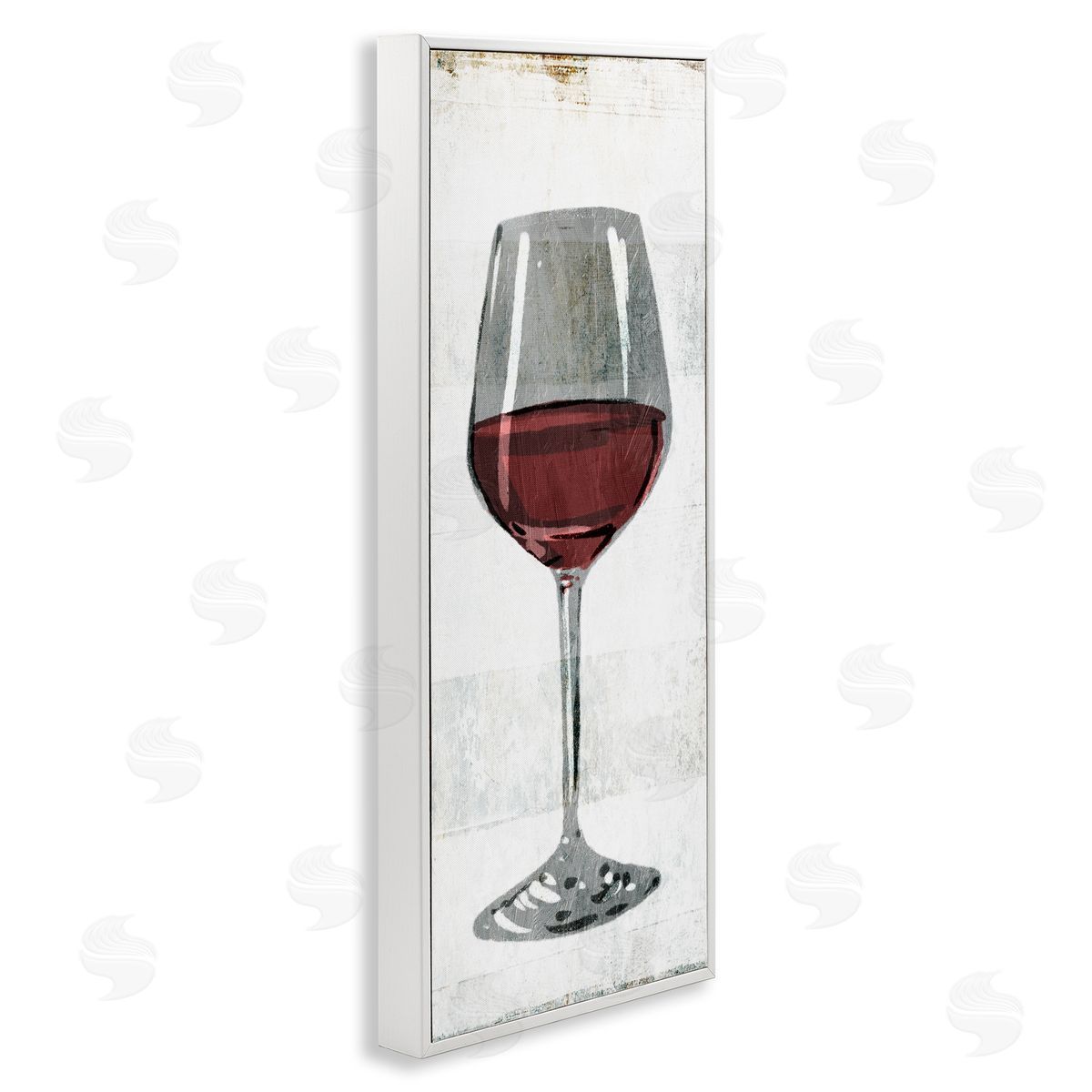 Rustic Kitchen Red Wine Glass White Frame Print Wall Art, Home Decor by Milli Villa