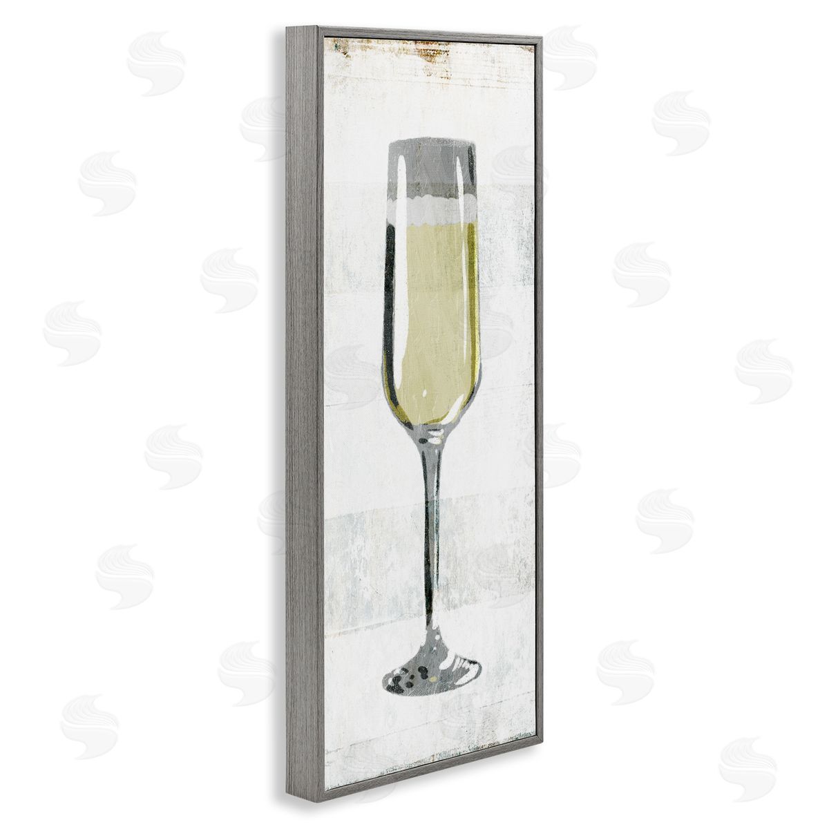 Milli Villa Champagne Flute Rustic Kitchen Gray Framed Giclee Wall Art