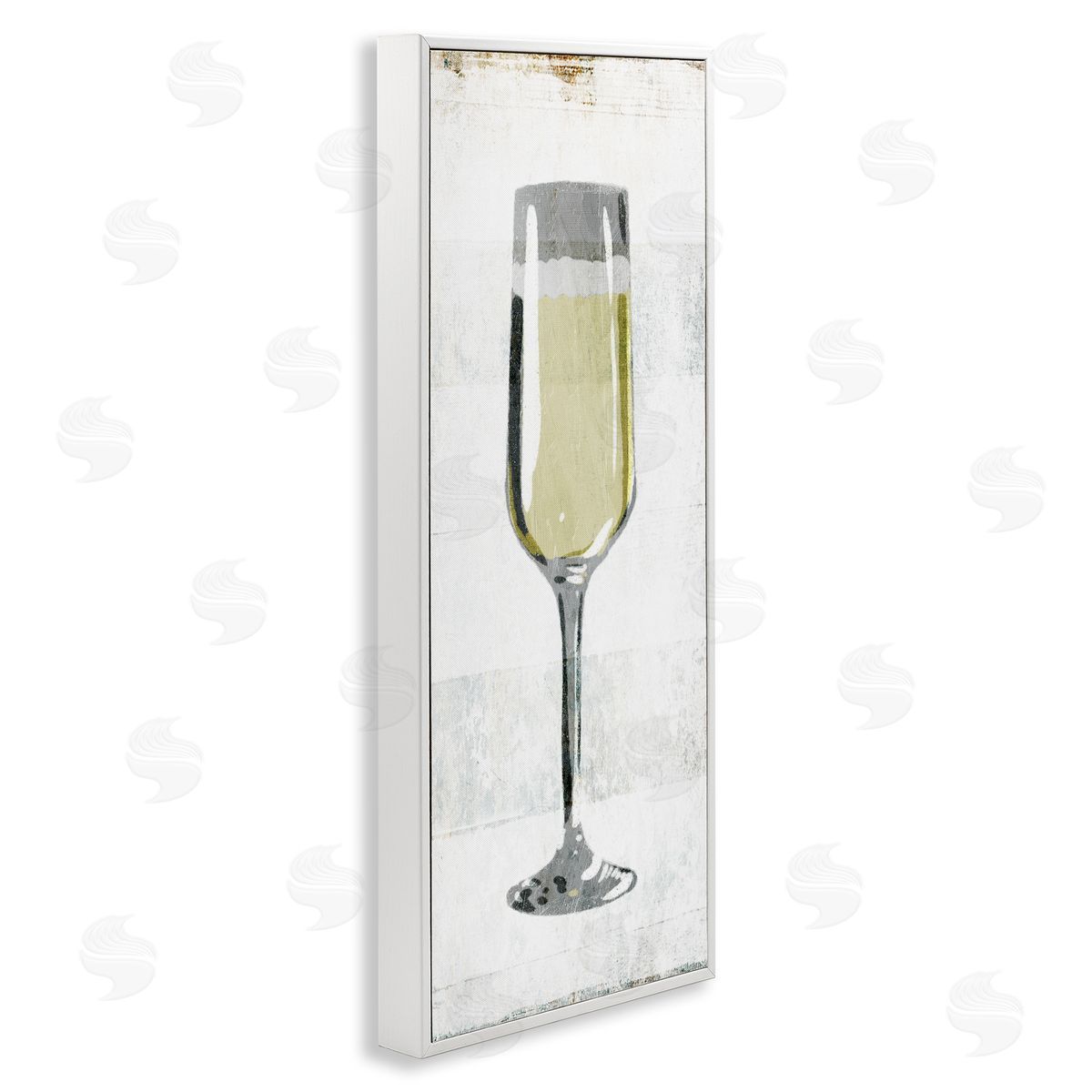 Milli Villa Champagne Flute Rustic Kitchen White Framed Giclee Wall Art