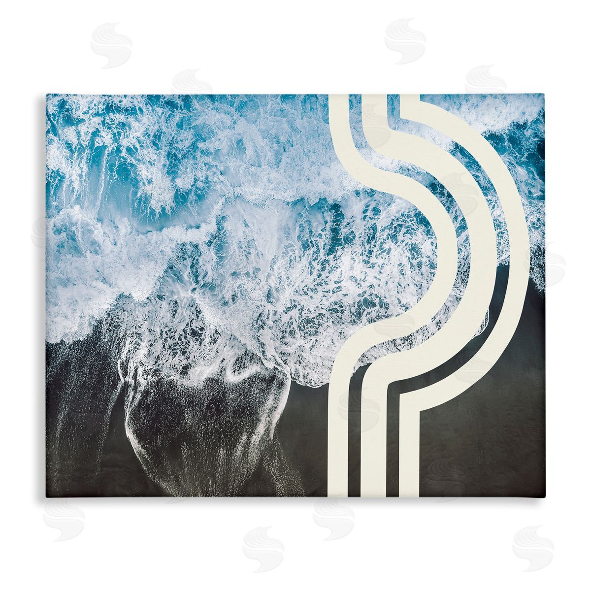 Stupell Studio Blue Beach Abstract White Arch Lines Canvas Wall Art