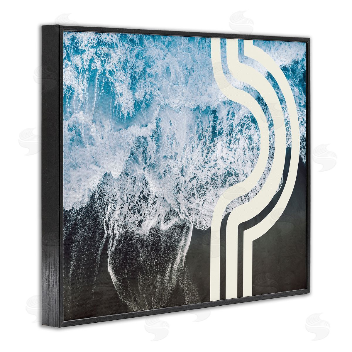 Stupell Studio Blue Beach Abstract White Arch Lines Black Framed Giclee Wall Art