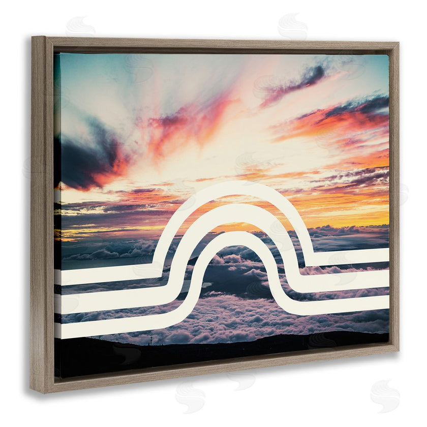 Stupell Studio | Sunset Cloud Landscape White Arch Lines