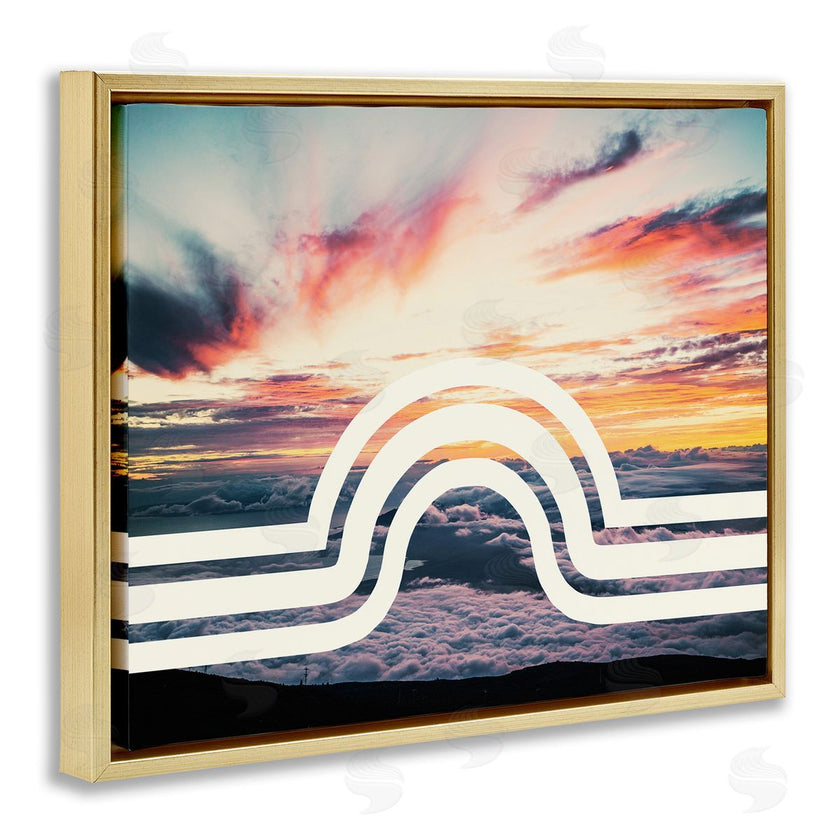 Stupell Studio | Sunset Cloud Landscape White Arch Lines