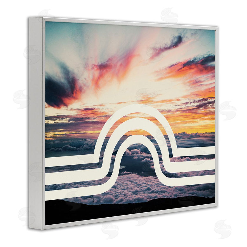 Stupell Studio | Sunset Cloud Landscape White Arch Lines