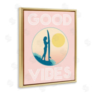 Stupell Studio | Good Vibes Surfer Chick Sunrise