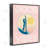 Stupell Studio | Good Vibes Surfer Chick Sunrise