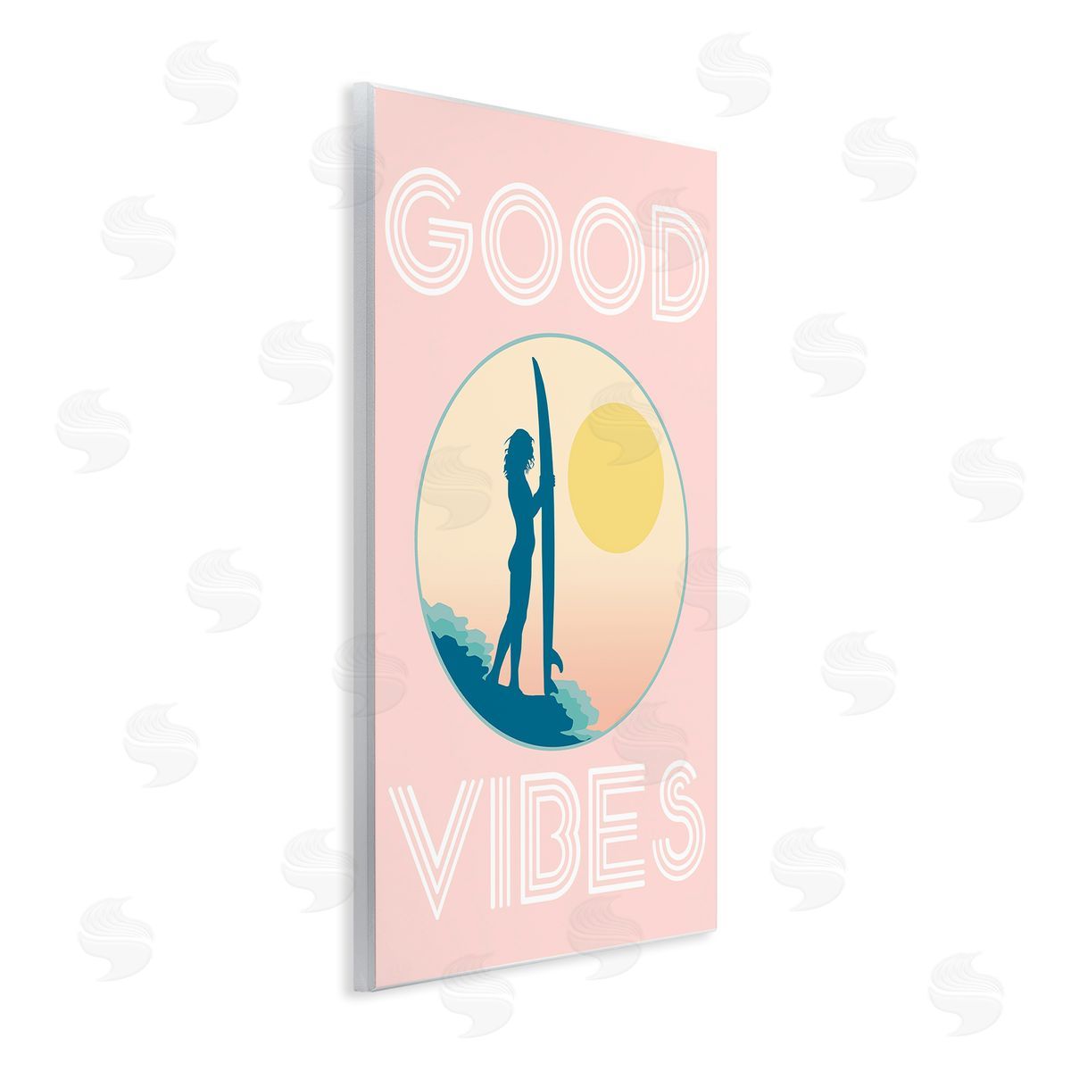 Stupell Studio Good Vibes Surfer Chick Sunrise Wall Plaque Art