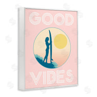 Stupell Studio | Good Vibes Surfer Chick Sunrise