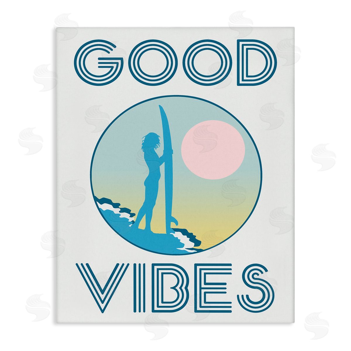 Stupell Studio Good Vibes Surfer Chick Sunset Canvas Wall Art