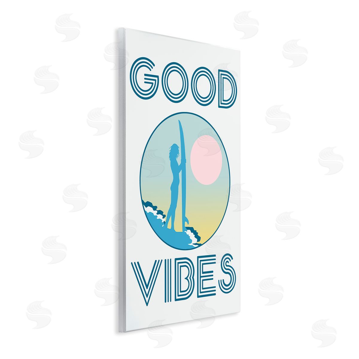 Stupell Studio Good Vibes Surfer Chick Sunset Wall Plaque Art