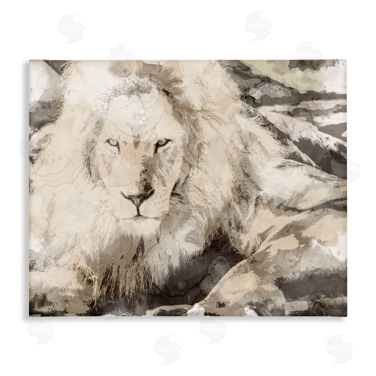 Stupell Studio Abstract Sepia Jungle Lion Portrait Canvas Wall Art