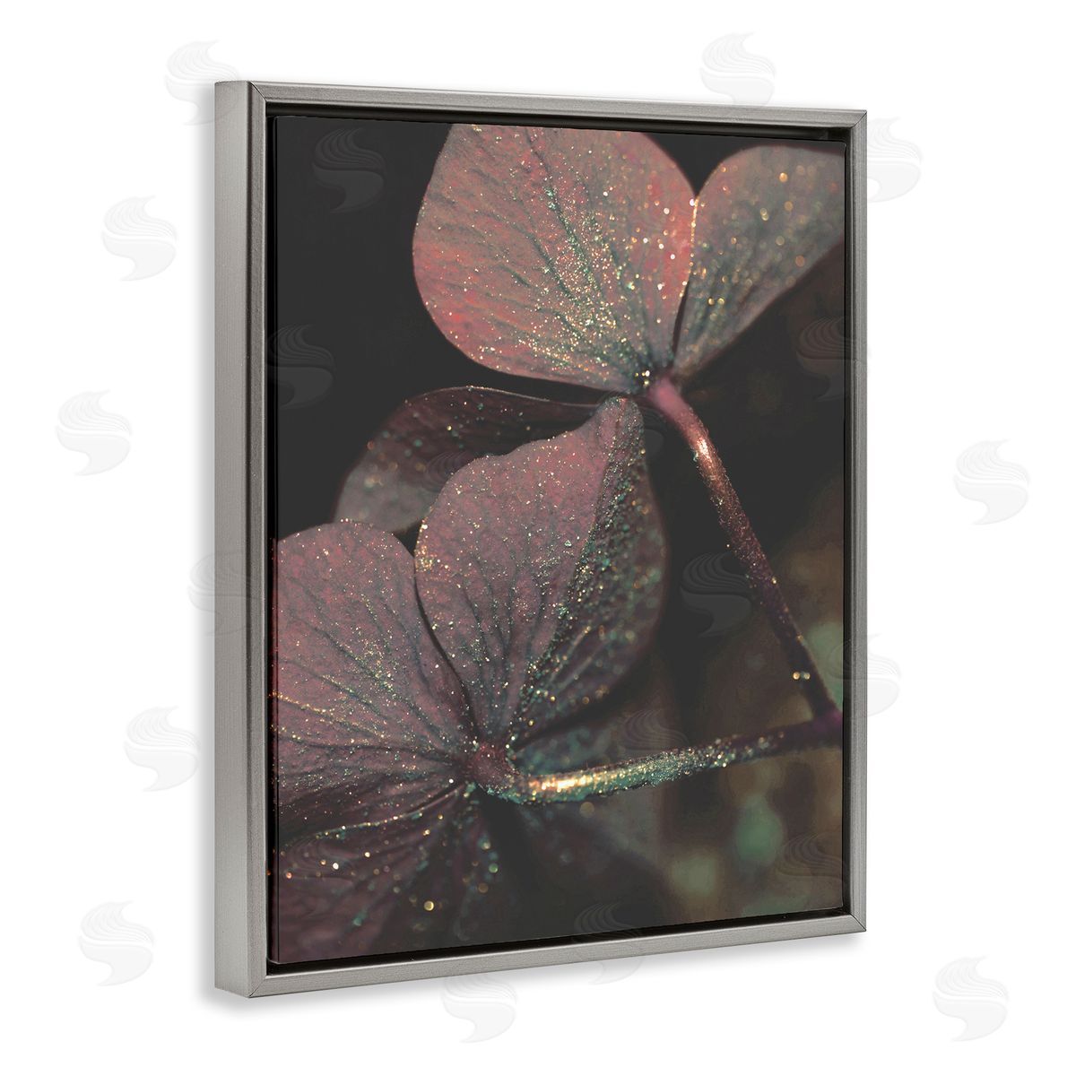Stupell Studio Red Sparkle Warm Tone Clover Gray Floater Frame Canvas Art