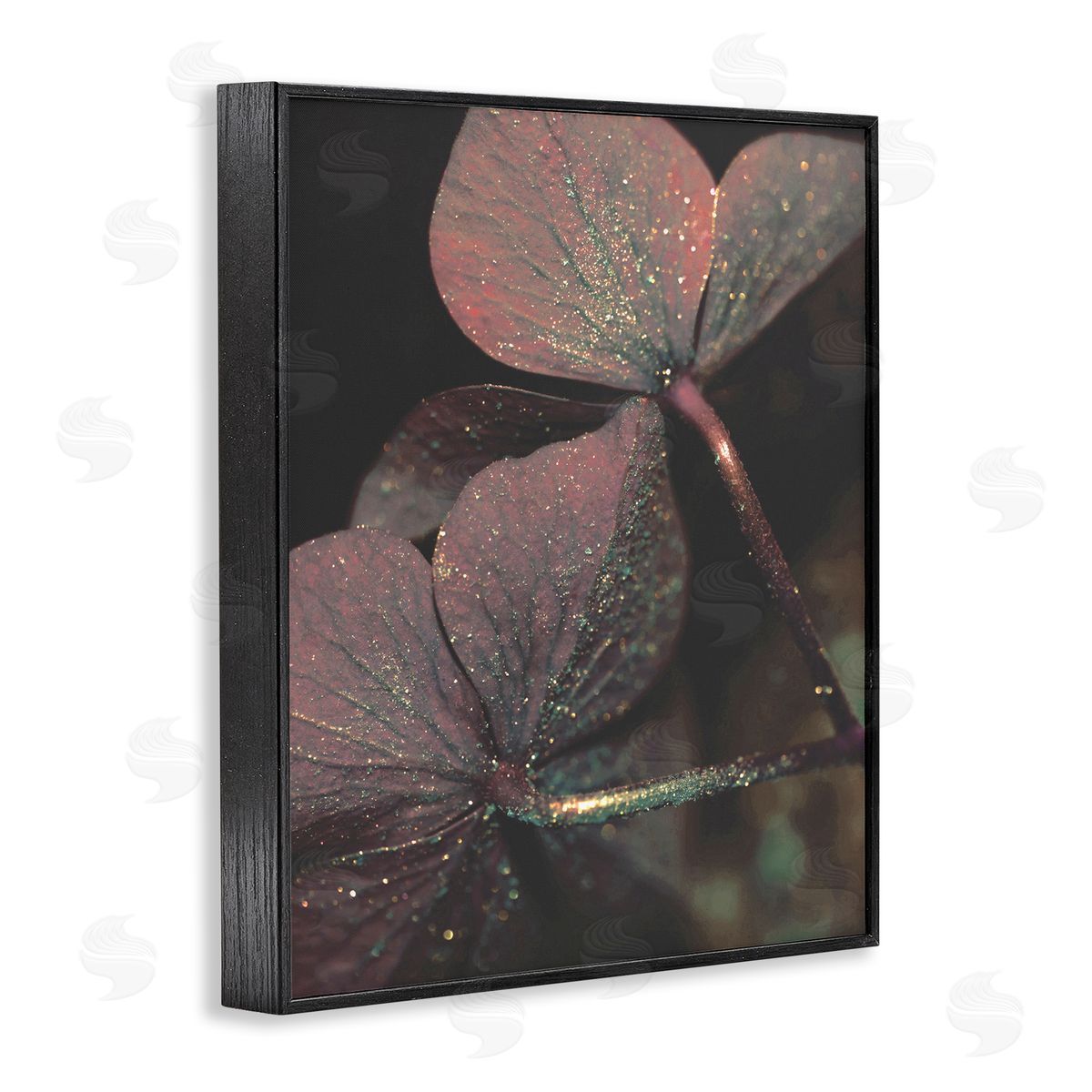 Stupell Studio Red Sparkle Warm Tone Clover Black Framed Giclee Wall Art