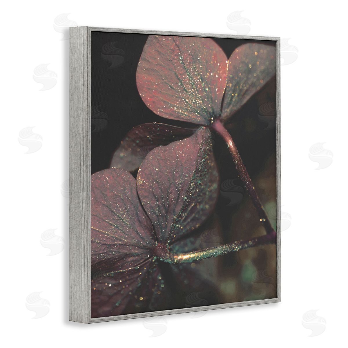 Stupell Studio Red Sparkle Warm Tone Clover Gray Framed Giclee Wall Art