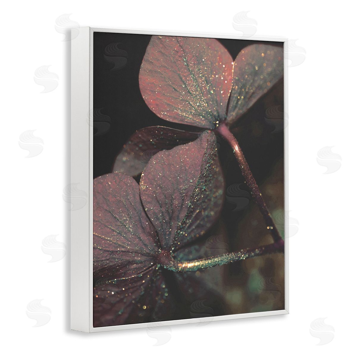 Stupell Studio Red Sparkle Warm Tone Clover White Framed Giclee Wall Art