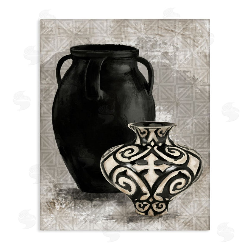 Stupell Studio | Ornate Ceramics over Grey Pattern