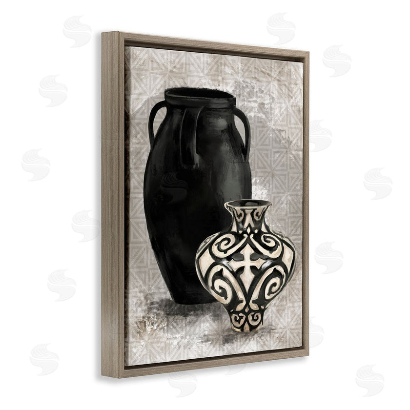Stupell Studio | Ornate Ceramics over Grey Pattern