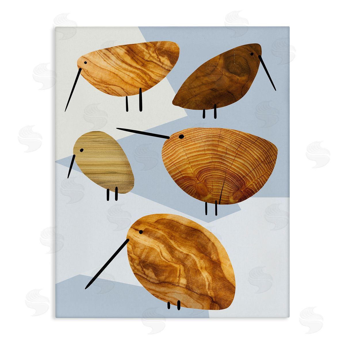 Stupell Studio Abstract Tree Pattern Birds Geometric Shapes Canvas Wall Art