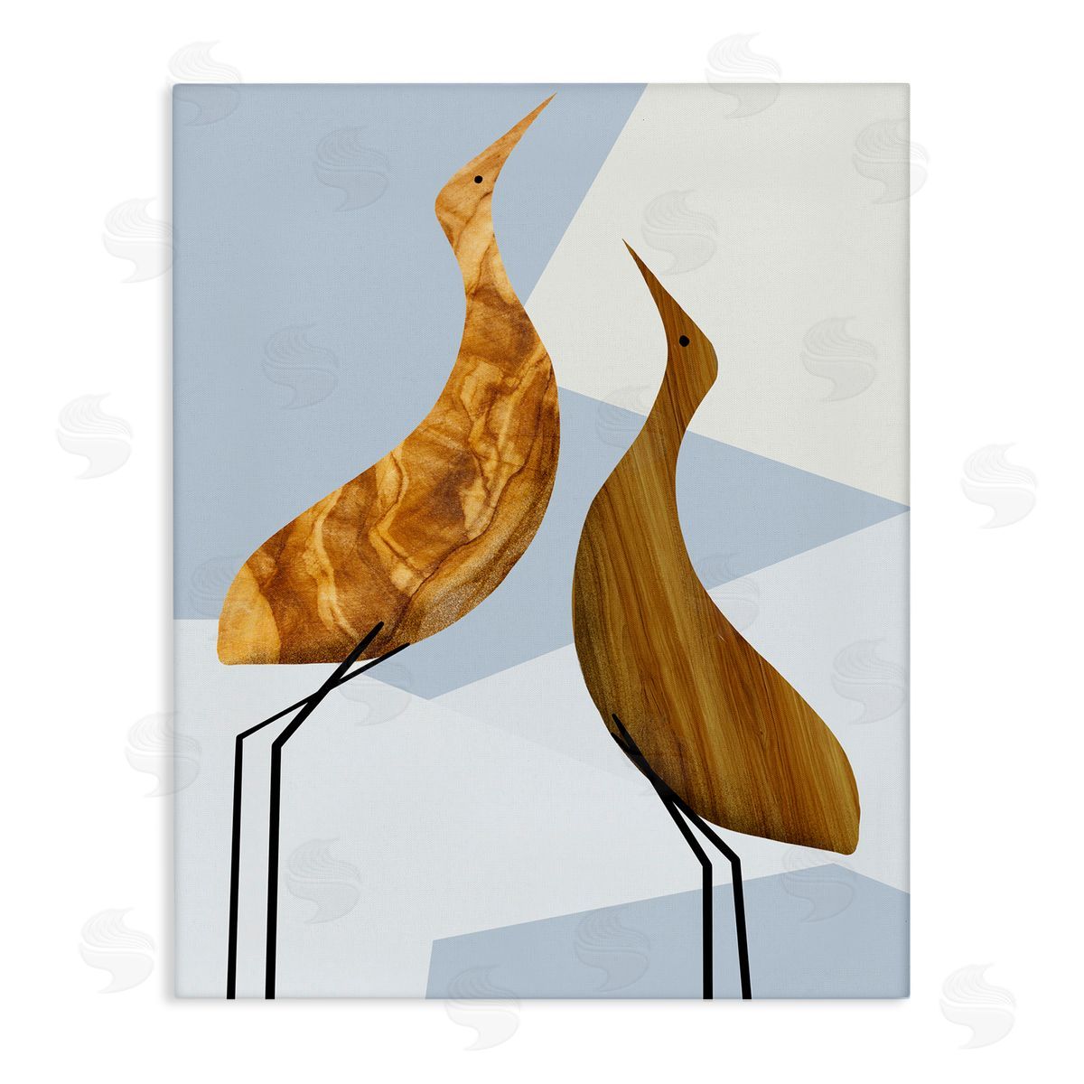 Stupell Studio Tall Tree Pattern Birds Geometric Shapes Canvas Wall Art
