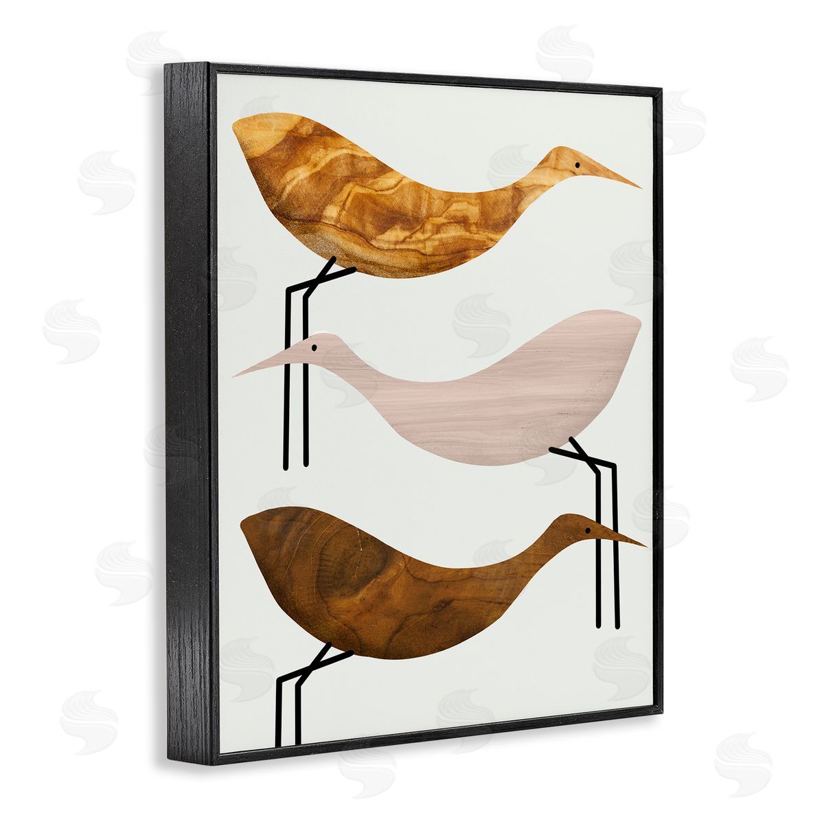 Stupell Studio Tree Pattern Storks Minimal Birds Black Framed Giclee Wall Art