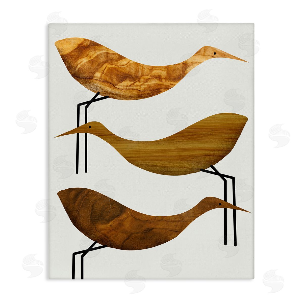 Stupell Studio Abstract Wooden Pattern Storks Rustic Canvas Wall Art