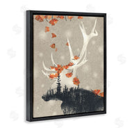 Ziwei Li | Forest Elk Silhouette Orange Florals