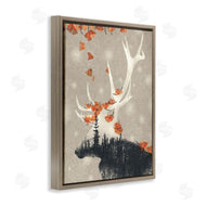 Ziwei Li | Forest Elk Silhouette Orange Florals
