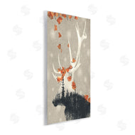 Ziwei Li | Forest Elk Silhouette Orange Florals