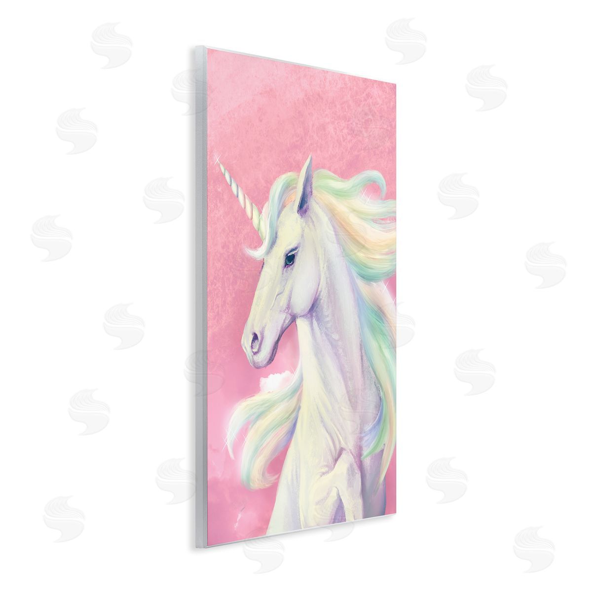 Pink Unicorn Playful Rainbow Wood Plaque Wall Art, Home Decor by Ziwei Li
