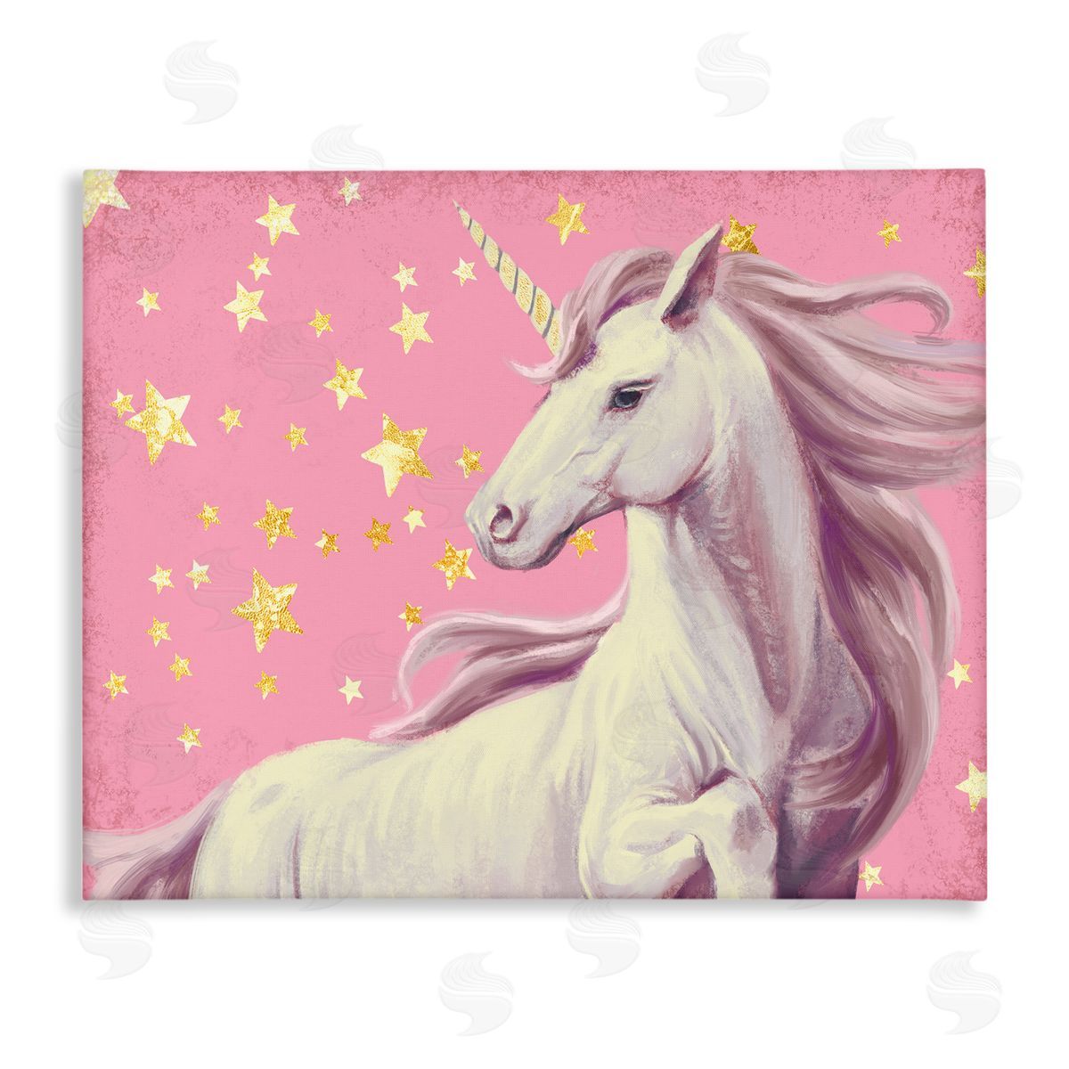 Ziwei Li Unicorn in Pink Starry Sky Canvas Wall Art