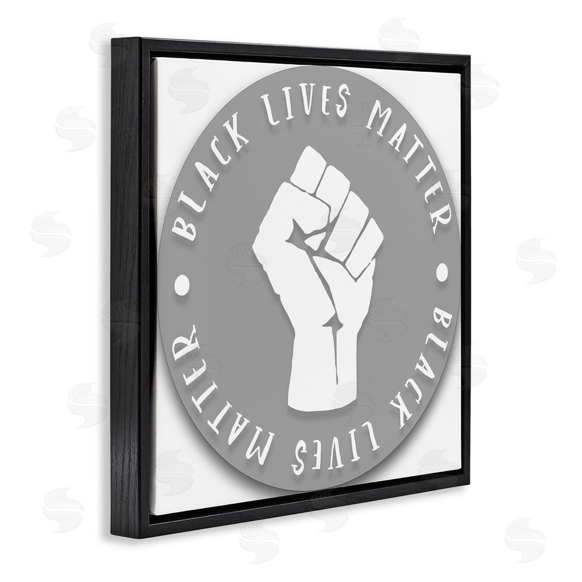Stupell Studio Black Lives Matter Grey Circle Fist Black Floater Frame Canvas Art