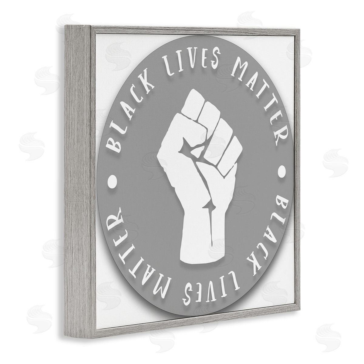 Stupell Studio Black Lives Matter Grey Circle Fist Gray Framed Giclee Wall Art