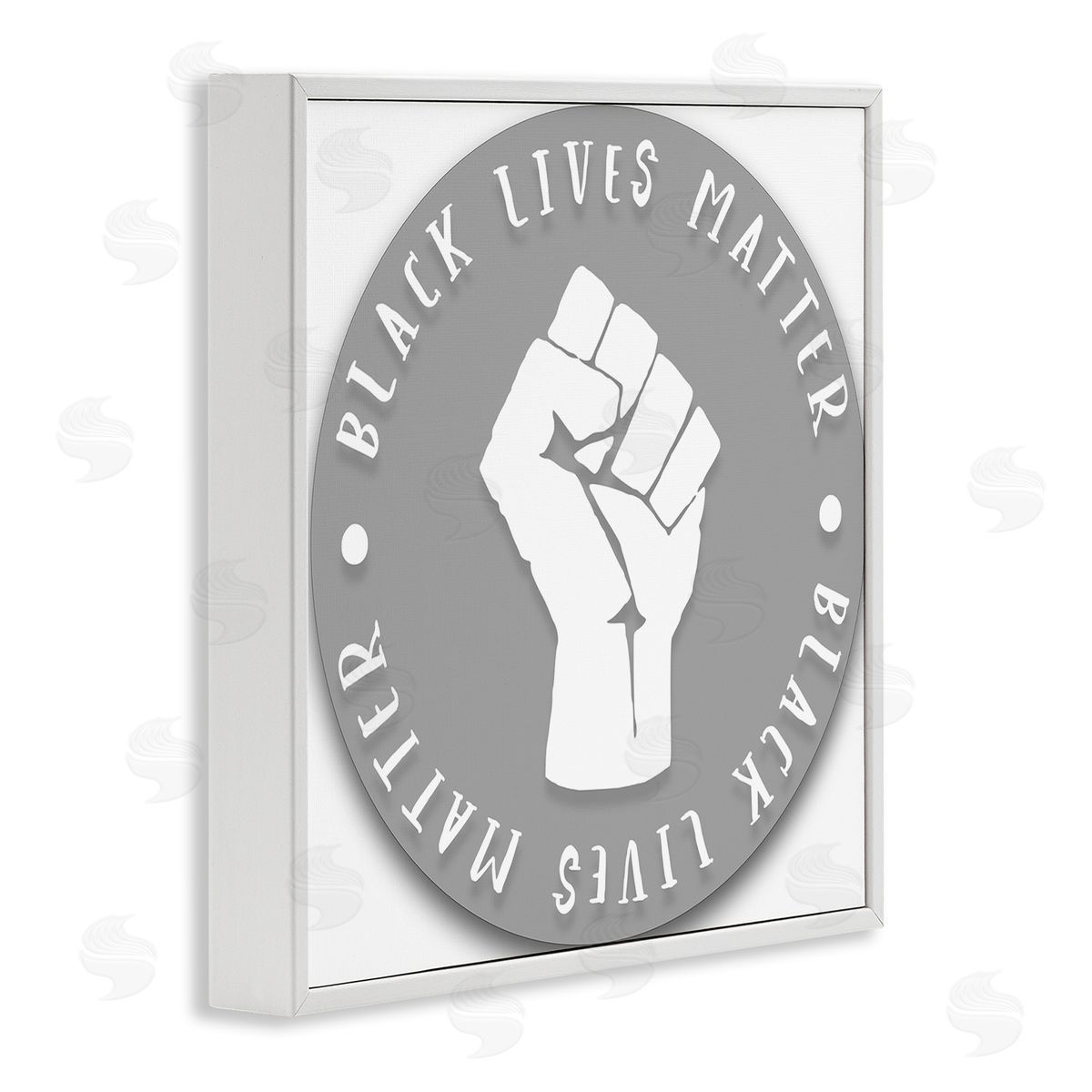 Stupell Studio Black Lives Matter Grey Circle Fist White Framed Giclee Wall Art