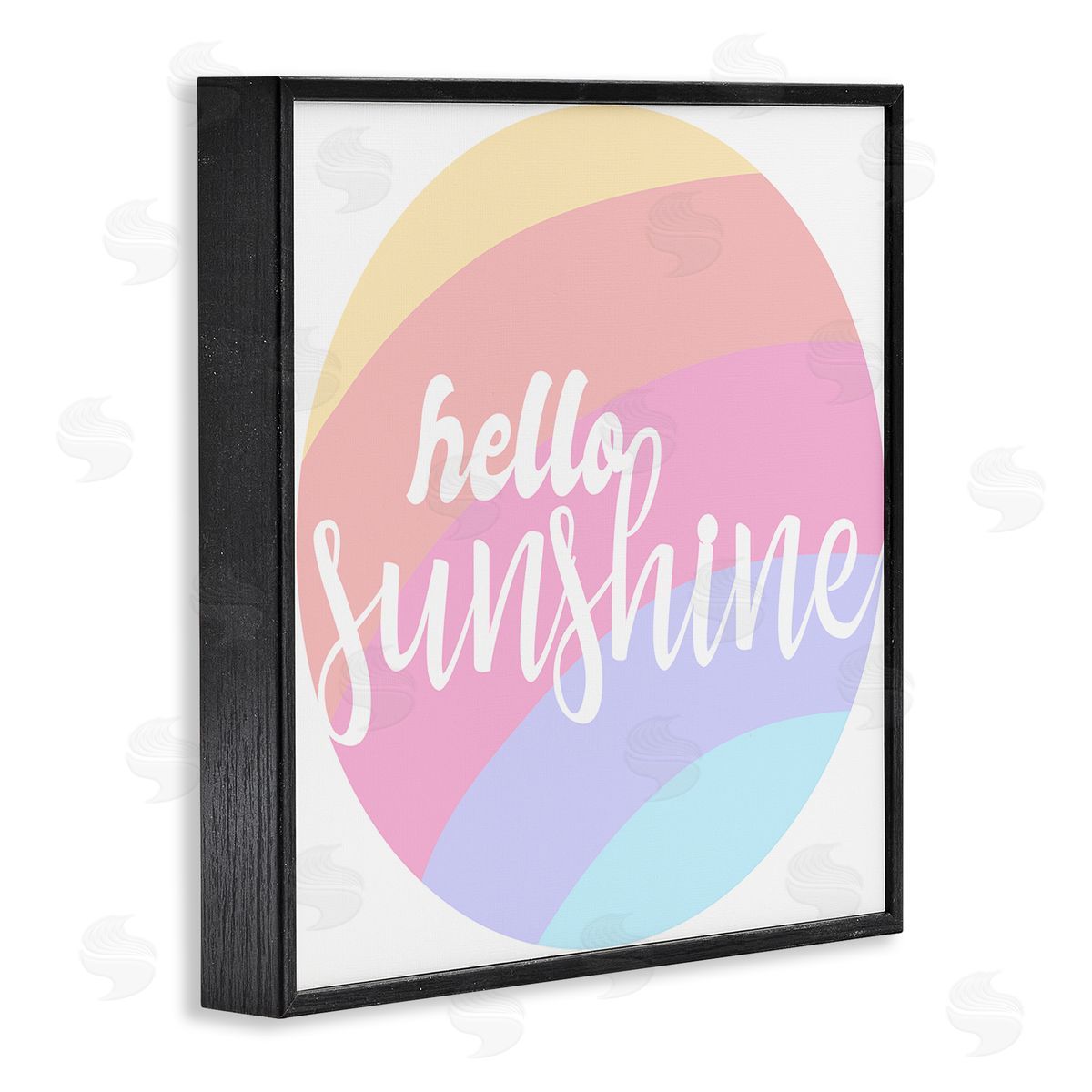 Stupell Studio Hello Sunshine Circular Pink Rainbow Black Framed Giclee Wall Art