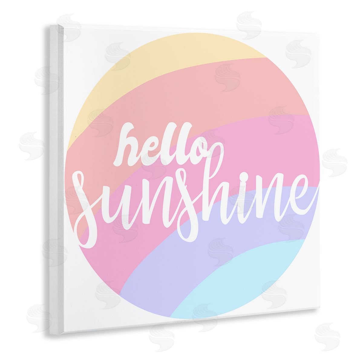 Stupell Studio Hello Sunshine Circular Pink Rainbow Wall Plaque Art