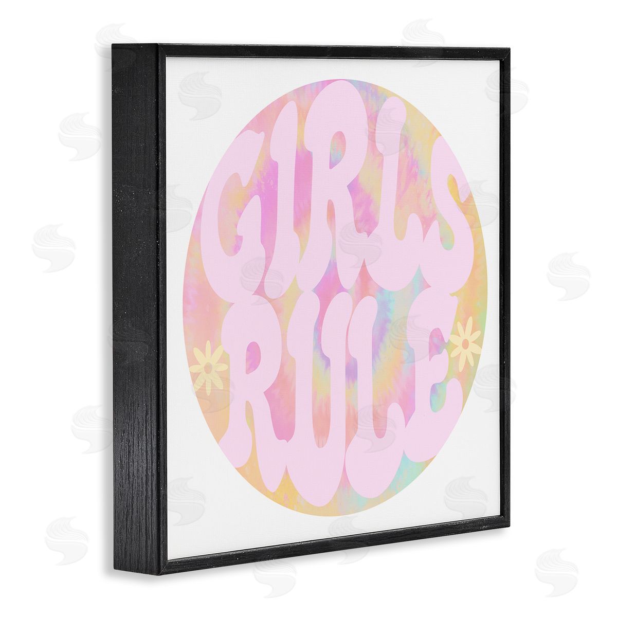 Stupell Studio Girls Rule Pink Tie Dye Black Framed Giclee Wall Art