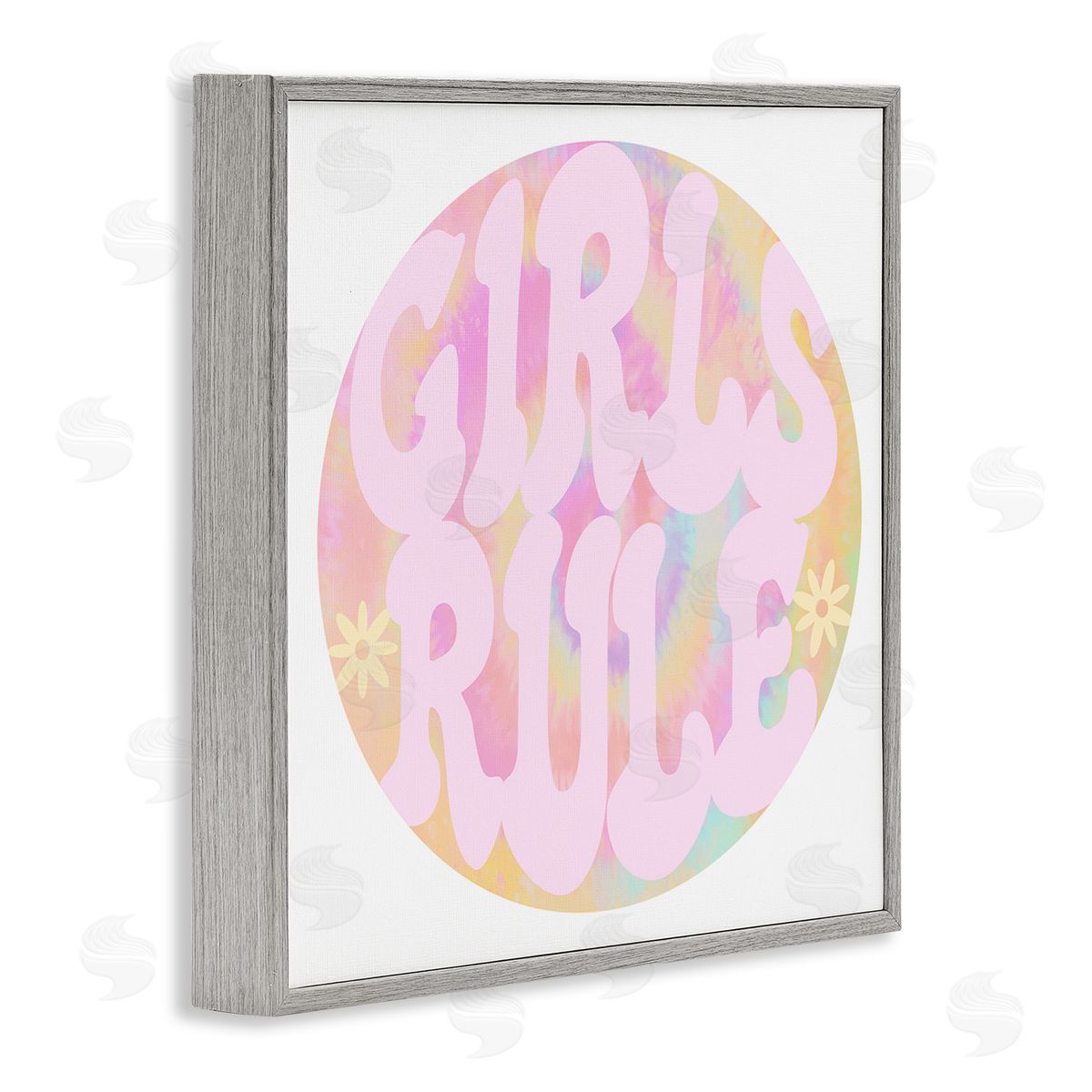 Stupell Studio Girls Rule Pink Tie Dye Gray Framed Giclee Wall Art