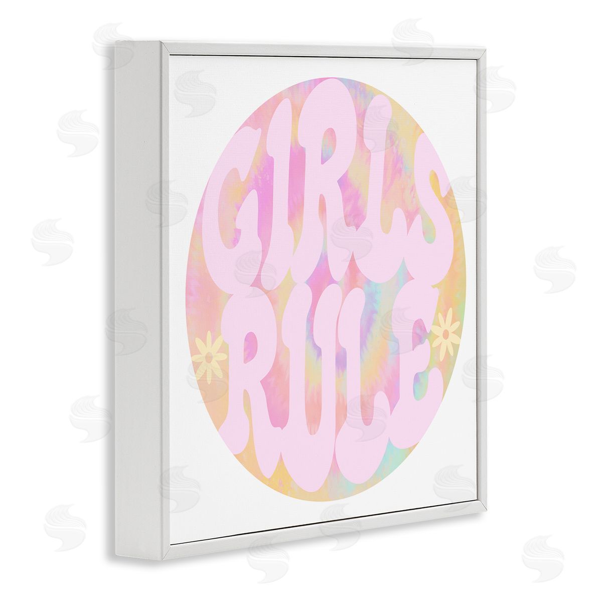 Stupell Studio Girls Rule Pink Tie Dye White Framed Giclee Wall Art