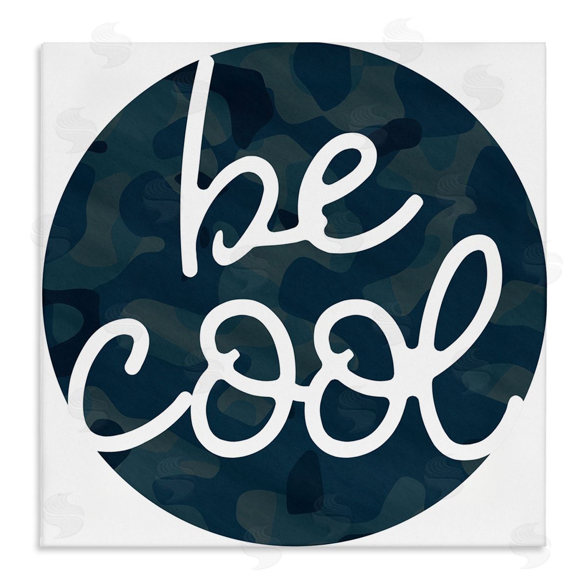 Stupell Studio Be Cool Blue Camouflage Circle Canvas Wall Art