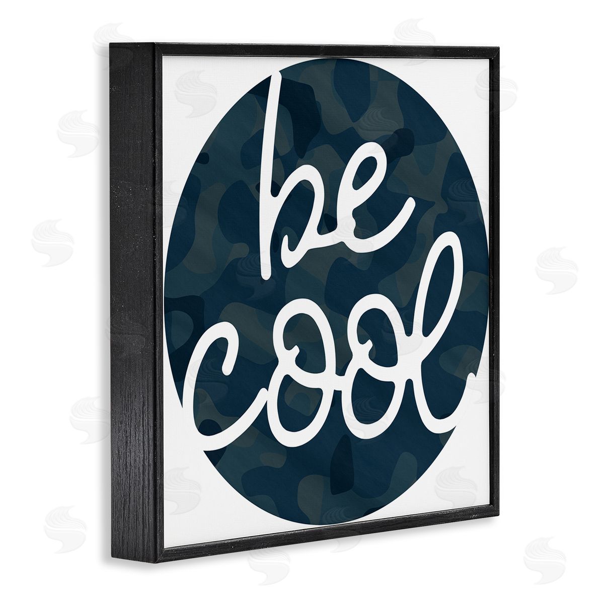 Stupell Studio Be Cool Blue Camouflage Circle Black Framed Giclee Wall Art