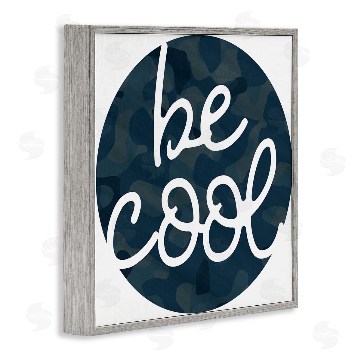 Stupell Studio Be Cool Blue Camouflage Circle Gray Framed Giclee Wall Art