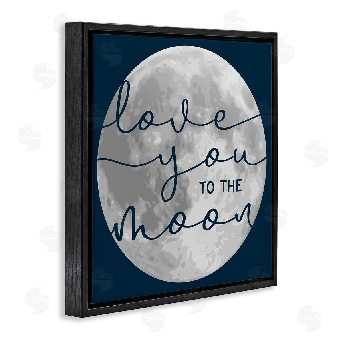 Stupell Studio Love You to Moon Night Sky Black Floater Frame Canvas Art