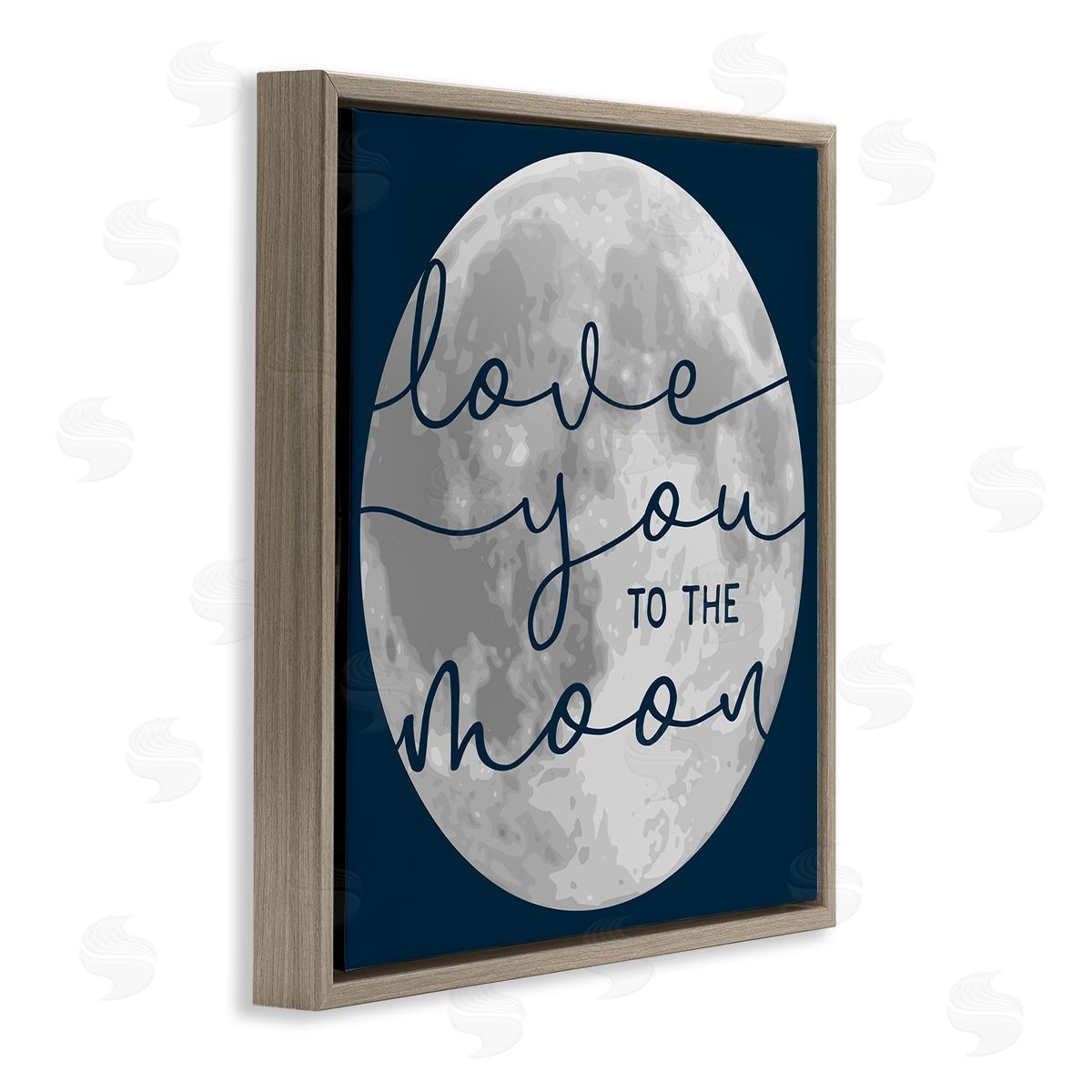 Stupell Studio Love You to Moon Night Sky Brown Floater Frame Canvas Art