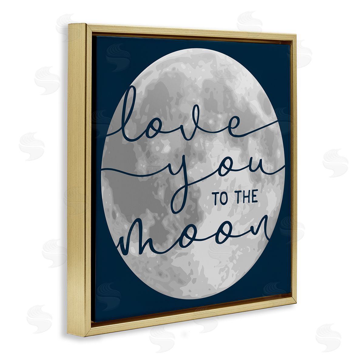 Stupell Studio Love You to Moon Night Sky Gold Floater Frame Canvas Art