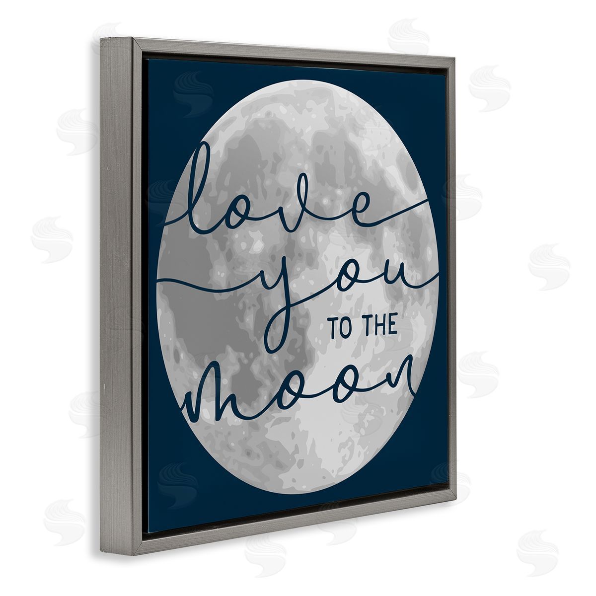 Stupell Studio Love You to Moon Night Sky Gray Floater Frame Canvas Art