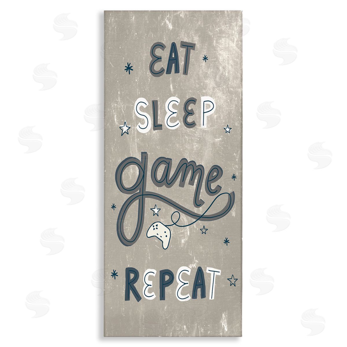 Stupell Studio Whimsical Eat Sleep Game Repeat Stars Canvas Wall Art