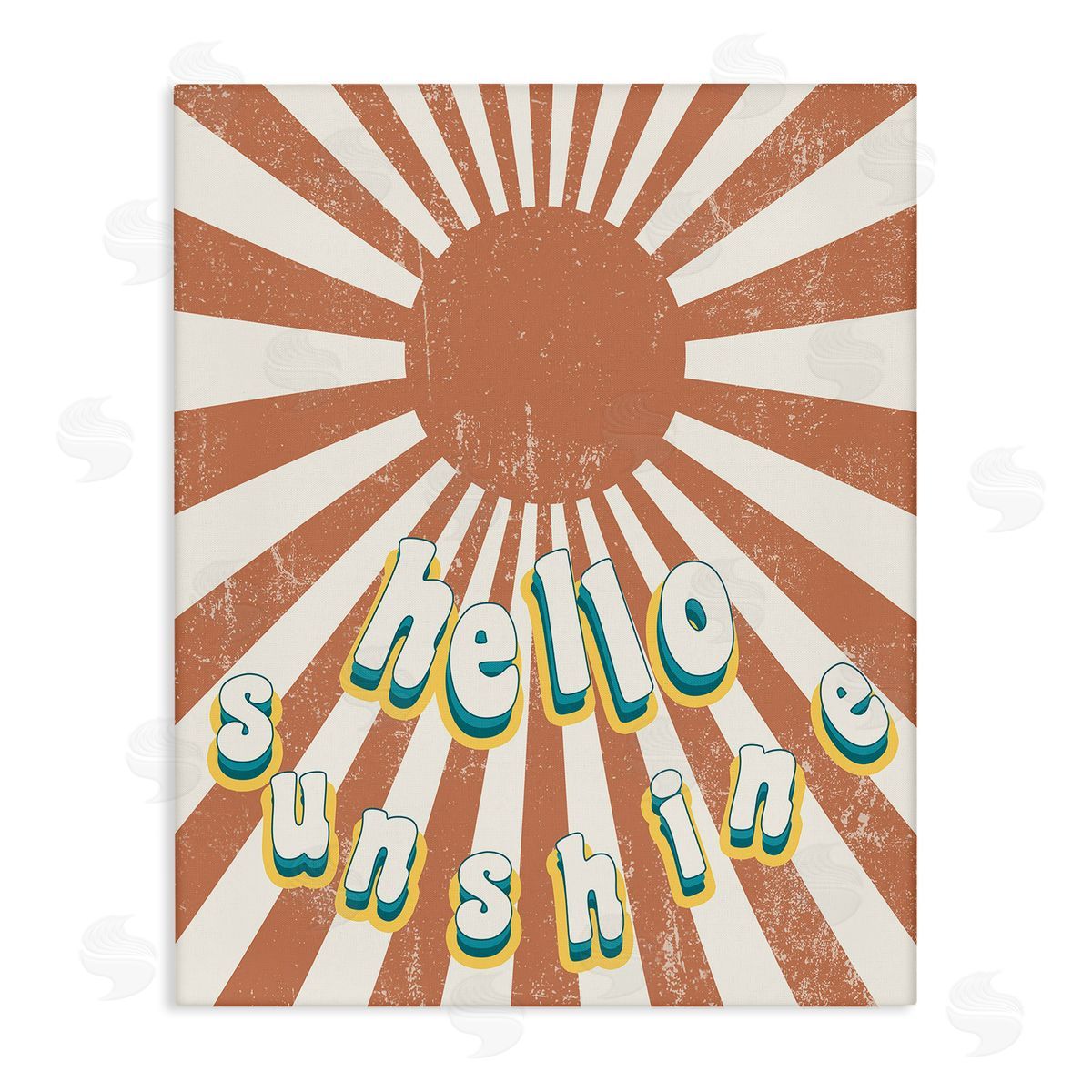 Stupell Studio Playful Hello Sunshine Sun Burst Canvas Wall Art