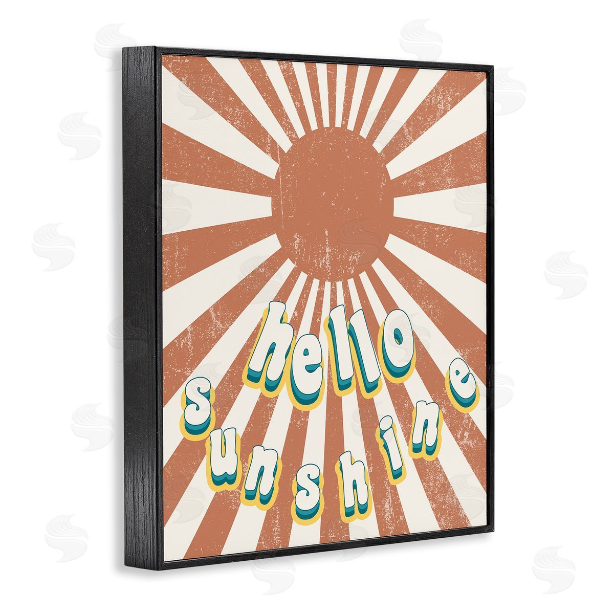 Stupell Studio Playful Hello Sunshine Sun Burst Black Framed Giclee Wall Art