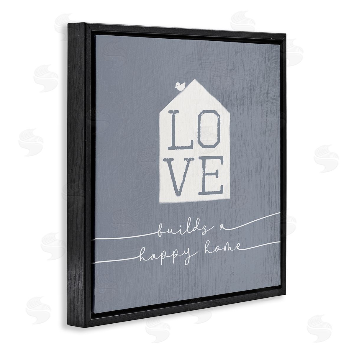 Stupell Studio Love Builds Happy Homes Rustic Blue Black Floater Frame Canvas Art